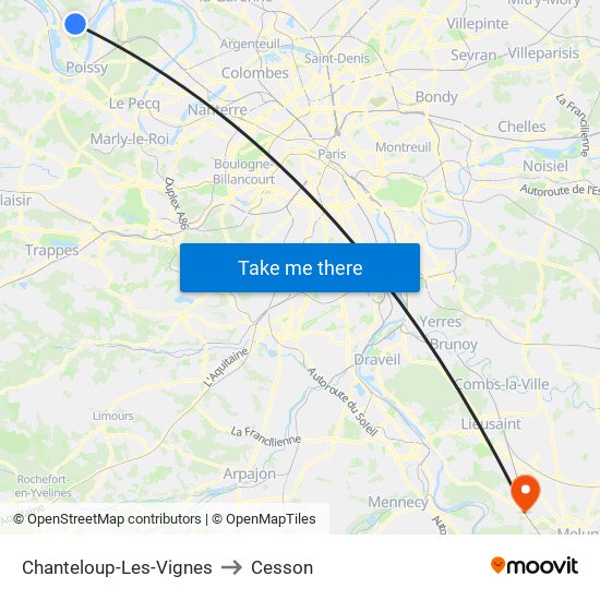 Chanteloup-Les-Vignes to Cesson map