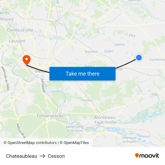 Chateaubleau to Cesson map