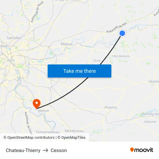 Chateau-Thierry to Cesson map