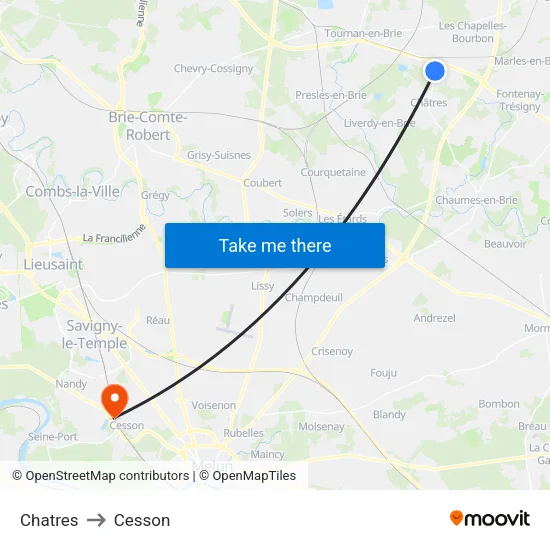 Chatres to Cesson map