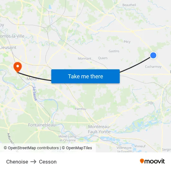 Chenoise to Cesson map