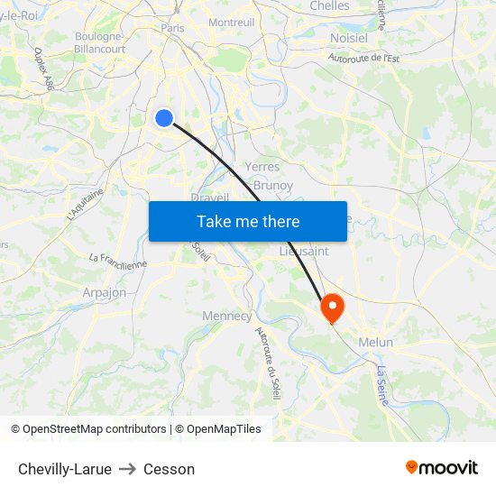 Chevilly-Larue to Cesson map