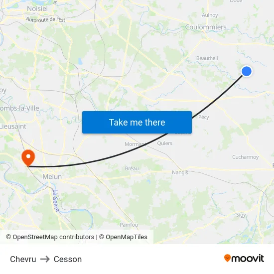 Chevru to Cesson map