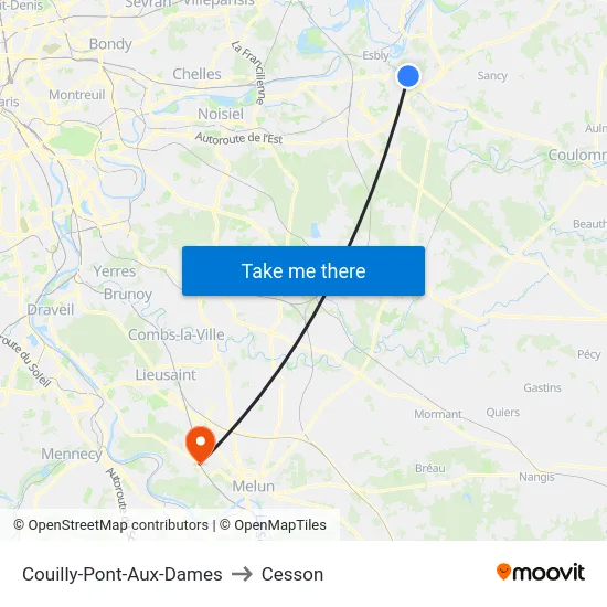 Couilly-Pont-Aux-Dames to Cesson map
