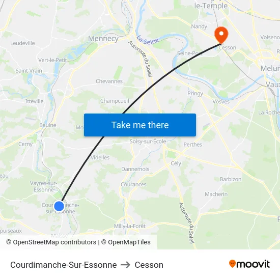 Courdimanche-Sur-Essonne to Cesson map
