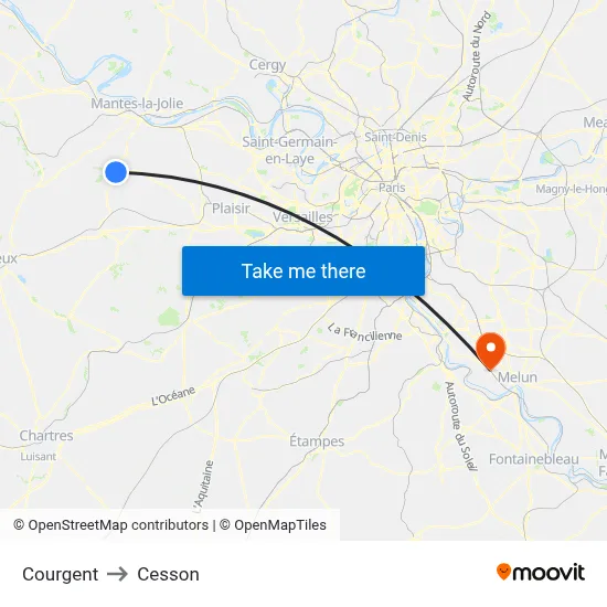 Courgent to Cesson map