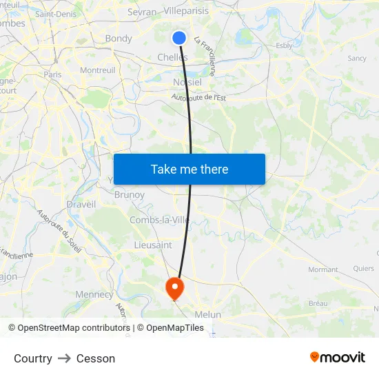 Courtry to Cesson map