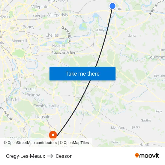 Cregy-Les-Meaux to Cesson map