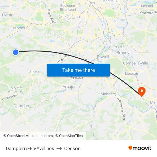 Dampierre-En-Yvelines to Cesson map