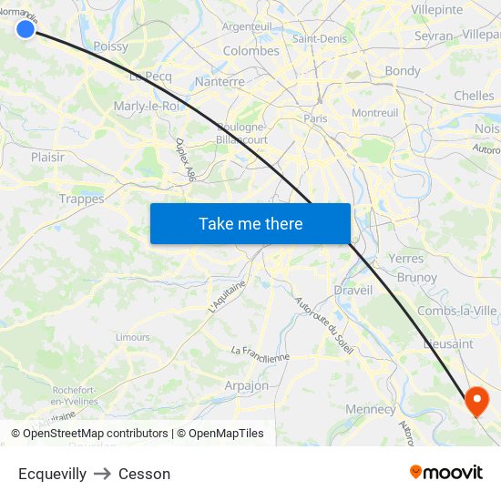 Ecquevilly to Cesson map