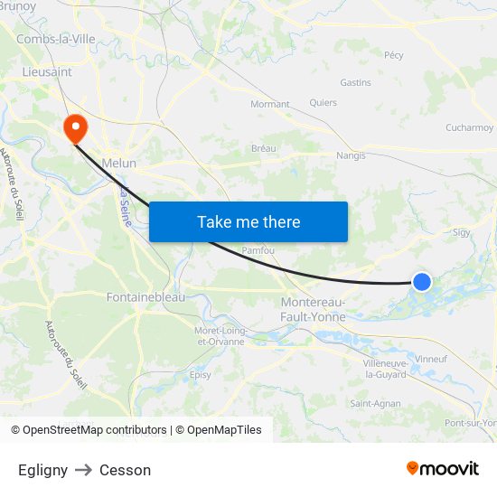 Egligny to Cesson map