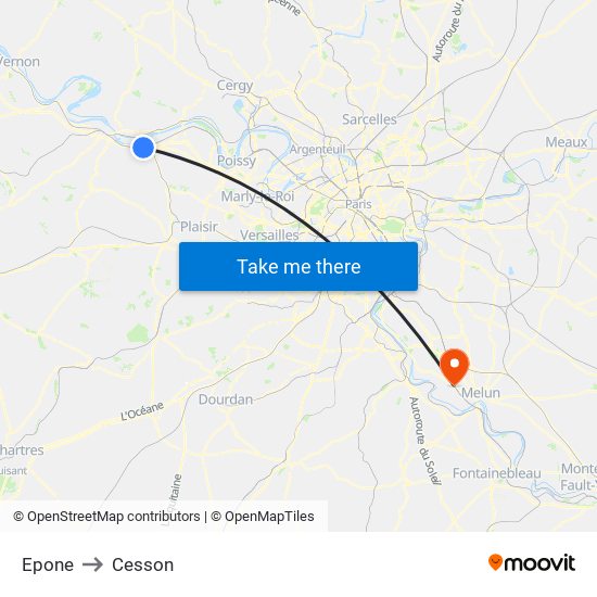 Epone to Cesson map