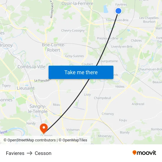 Favieres to Cesson map