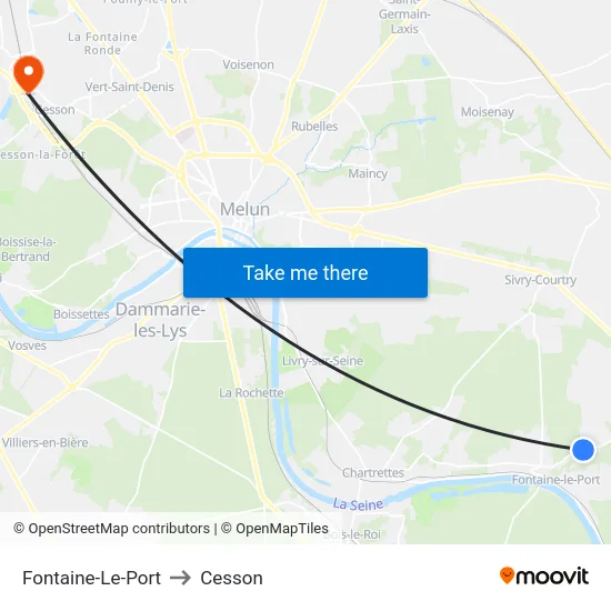 Fontaine-Le-Port to Cesson map