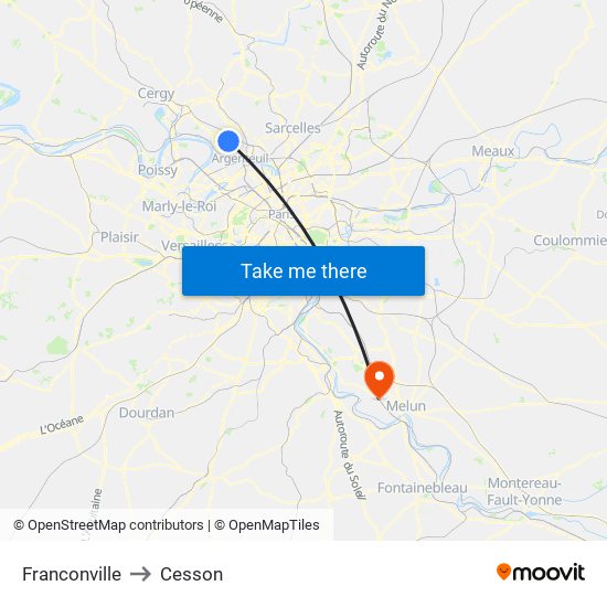 Franconville to Cesson map