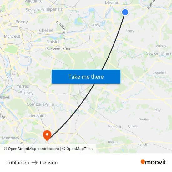 Fublaines to Cesson map