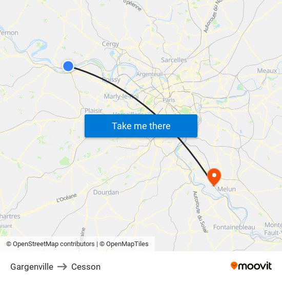 Gargenville to Cesson map
