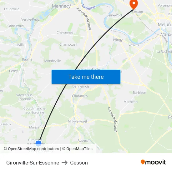 Gironville-Sur-Essonne to Cesson map