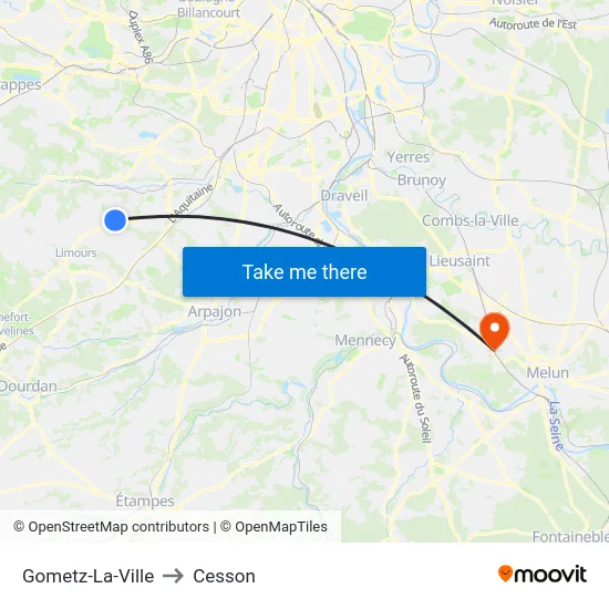 Gometz-La-Ville to Cesson map