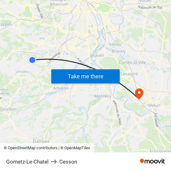 Gometz-Le-Chatel to Cesson map