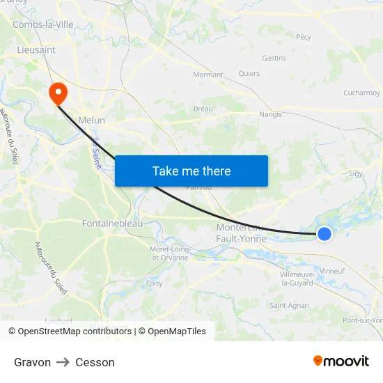 Gravon to Cesson map