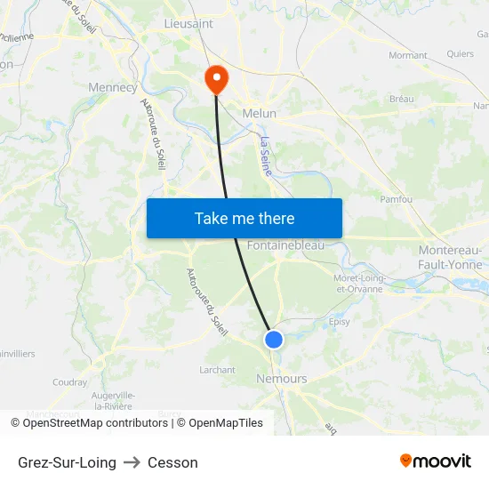 Grez-Sur-Loing to Cesson map