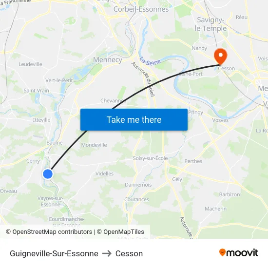 Guigneville-Sur-Essonne to Cesson map