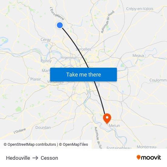 Hedouville to Cesson map