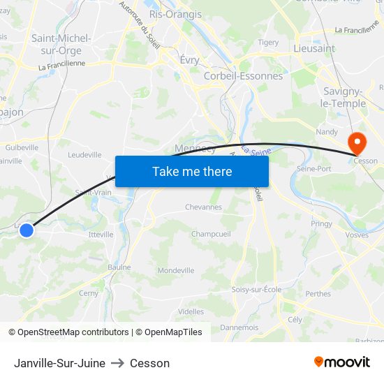 Janville-Sur-Juine to Cesson map