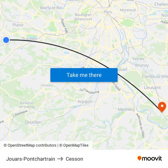 Jouars-Pontchartrain to Cesson map