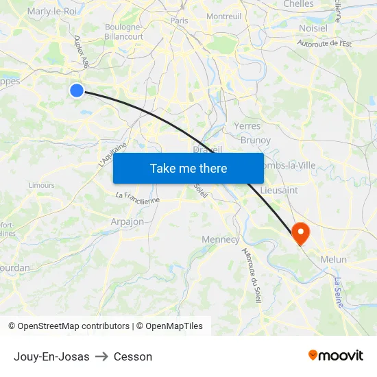 Jouy-En-Josas to Cesson map