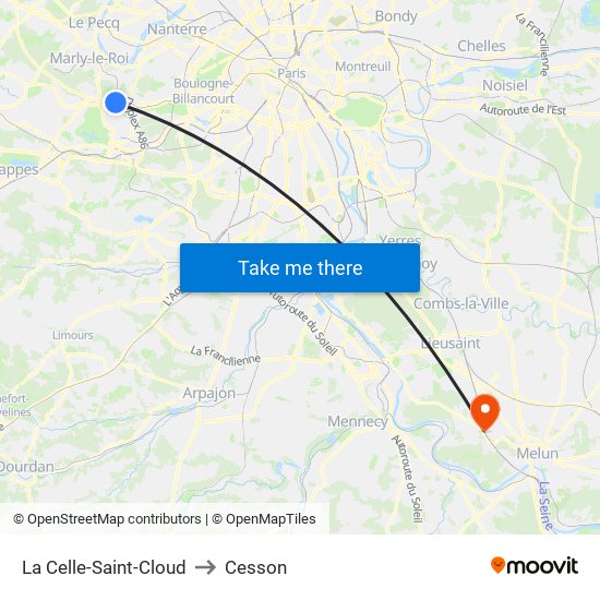 La Celle-Saint-Cloud to Cesson map