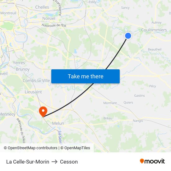 La Celle-Sur-Morin to Cesson map