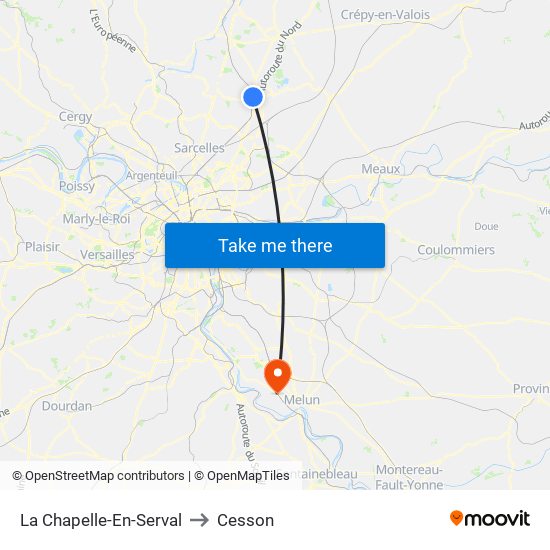 La Chapelle-En-Serval to Cesson map