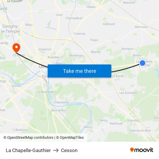 La Chapelle-Gauthier to Cesson map