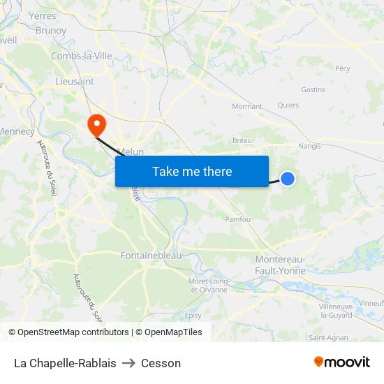 La Chapelle-Rablais to Cesson map