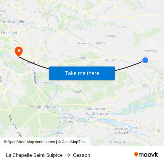 La Chapelle-Saint-Sulpice to Cesson map