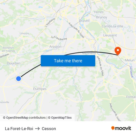 La Foret-Le-Roi to Cesson map