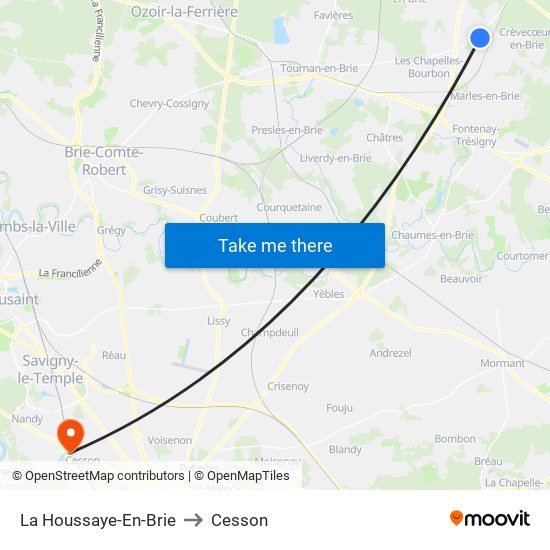 La Houssaye-En-Brie to Cesson map