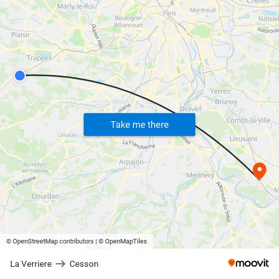 La Verriere to Cesson map