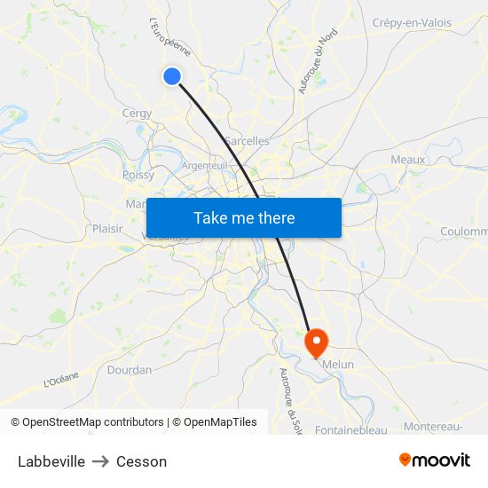 Labbeville to Cesson map