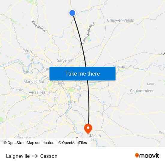 Laigneville to Cesson map