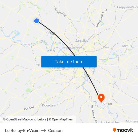Le Bellay-En-Vexin to Cesson map