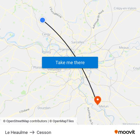 Le Heaulme to Cesson map