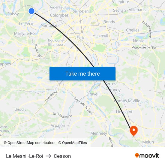 Le Mesnil-Le-Roi to Cesson map