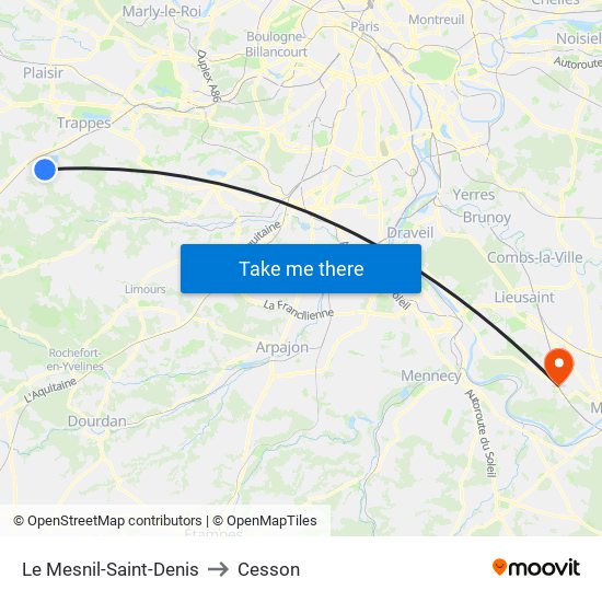 Le Mesnil-Saint-Denis to Cesson map