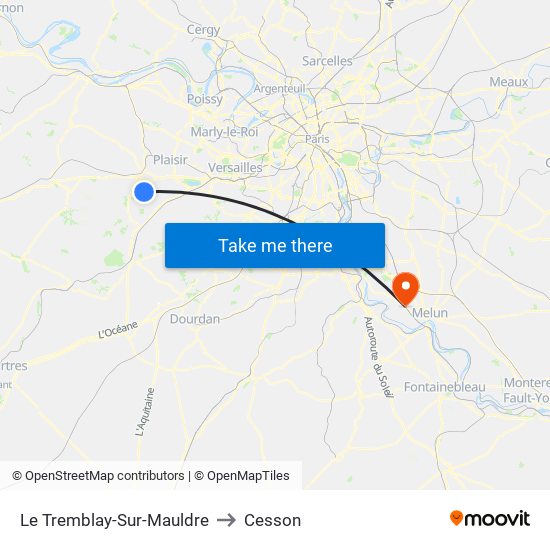 Le Tremblay-Sur-Mauldre to Cesson map