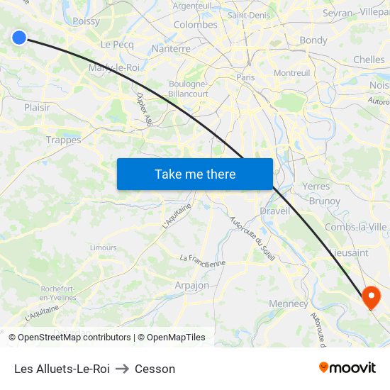 Les Alluets-Le-Roi to Cesson map