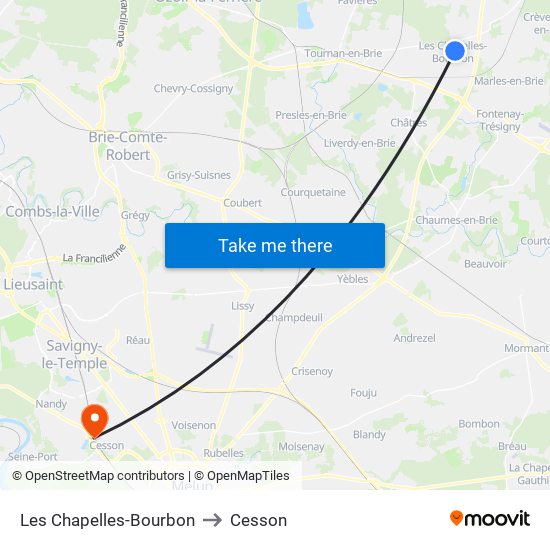 Les Chapelles-Bourbon to Cesson map