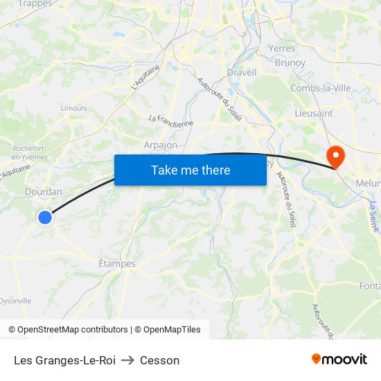 Les Granges-Le-Roi to Cesson map